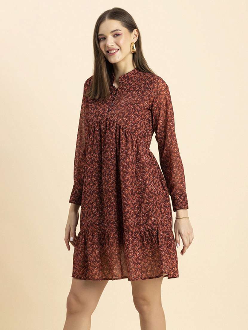 women floral print long sleeves dress - 20244411 - Standard Image - 3