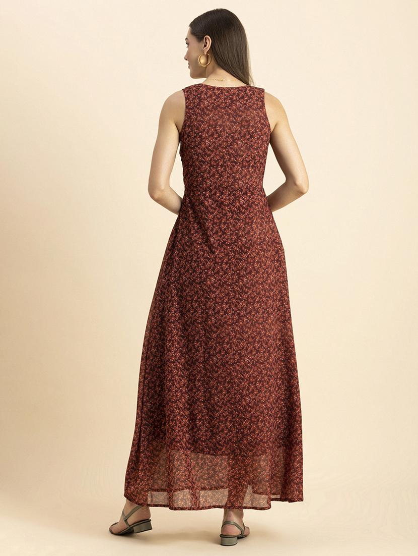 women floral print seeveless dress - 20244421 - Standard Image - 5
