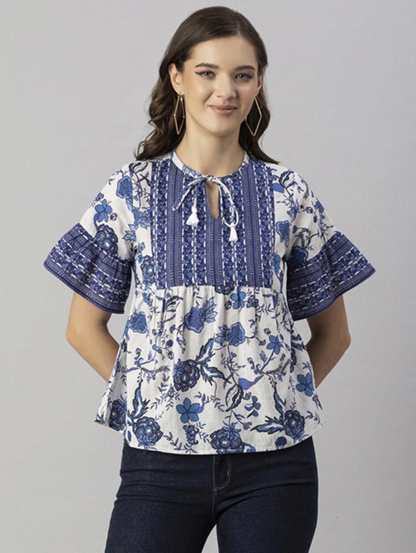 women's a line tie-up neck top - 20244866 - Zoom Image - 0
