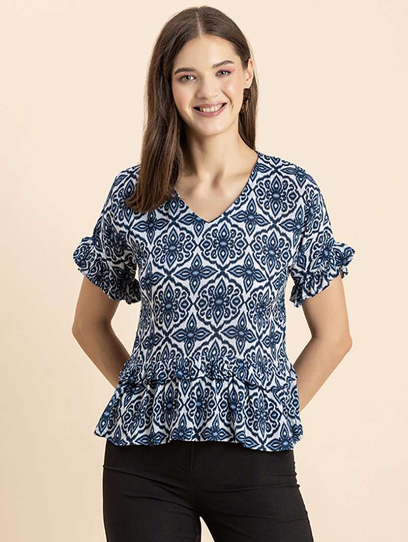 women's peplum v neck top