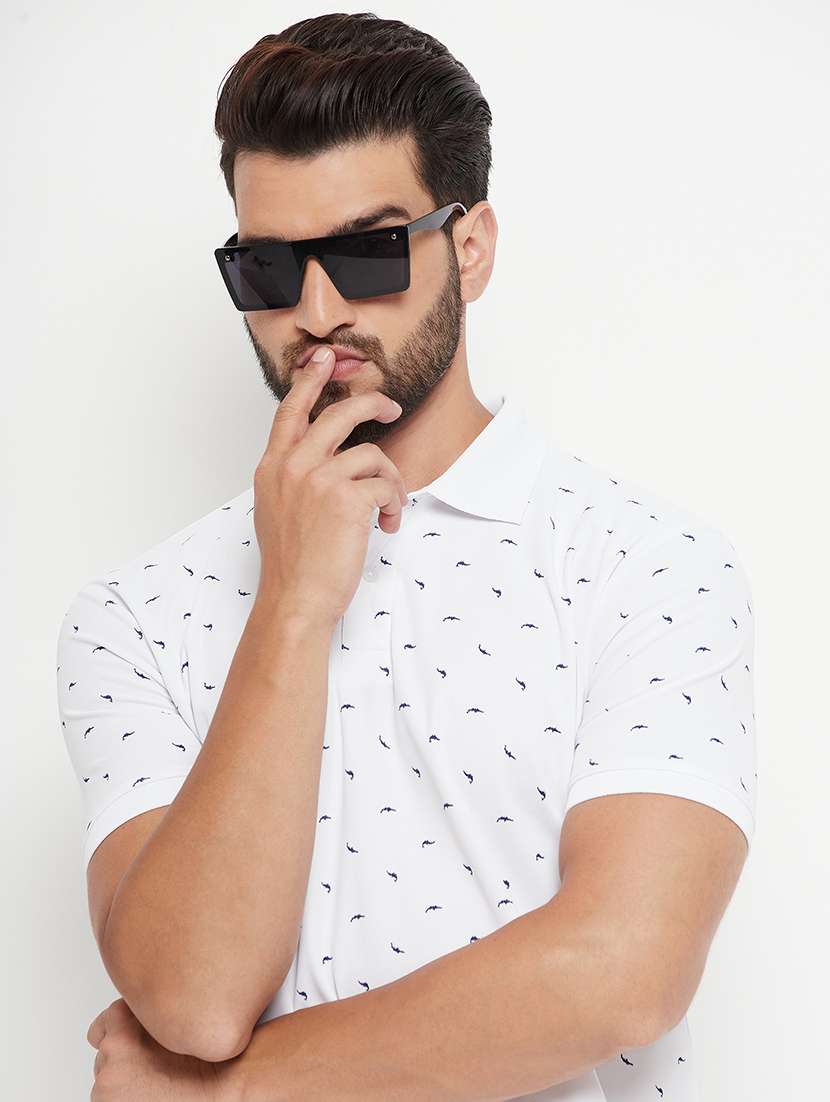 white micro print cotton polo t-shirt - 20245333 -  Standard Image - 3