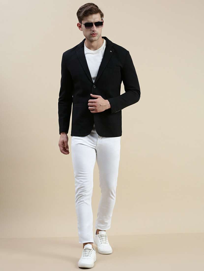 men solid single breasted casual blazer - 20245391 -  Standard Image - 3