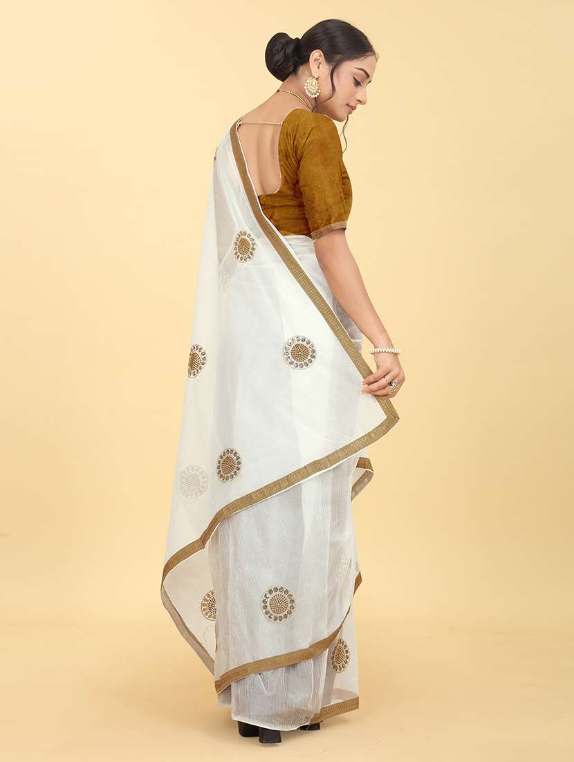 women's embroidered saree with blouse - 20245426 - Standard Image - 3