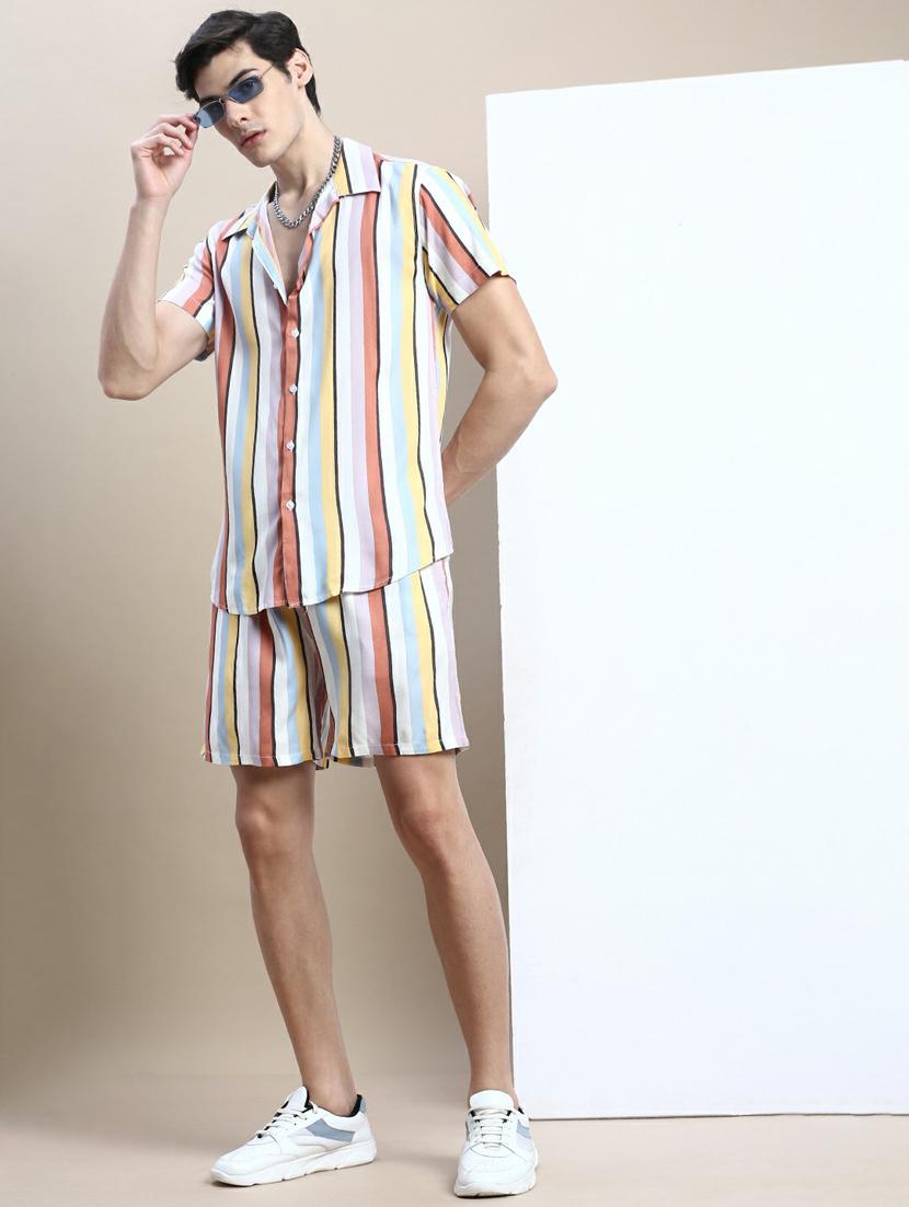 men printed shirt & shorts co-ord set - 20245465 - Standard Image - 3
