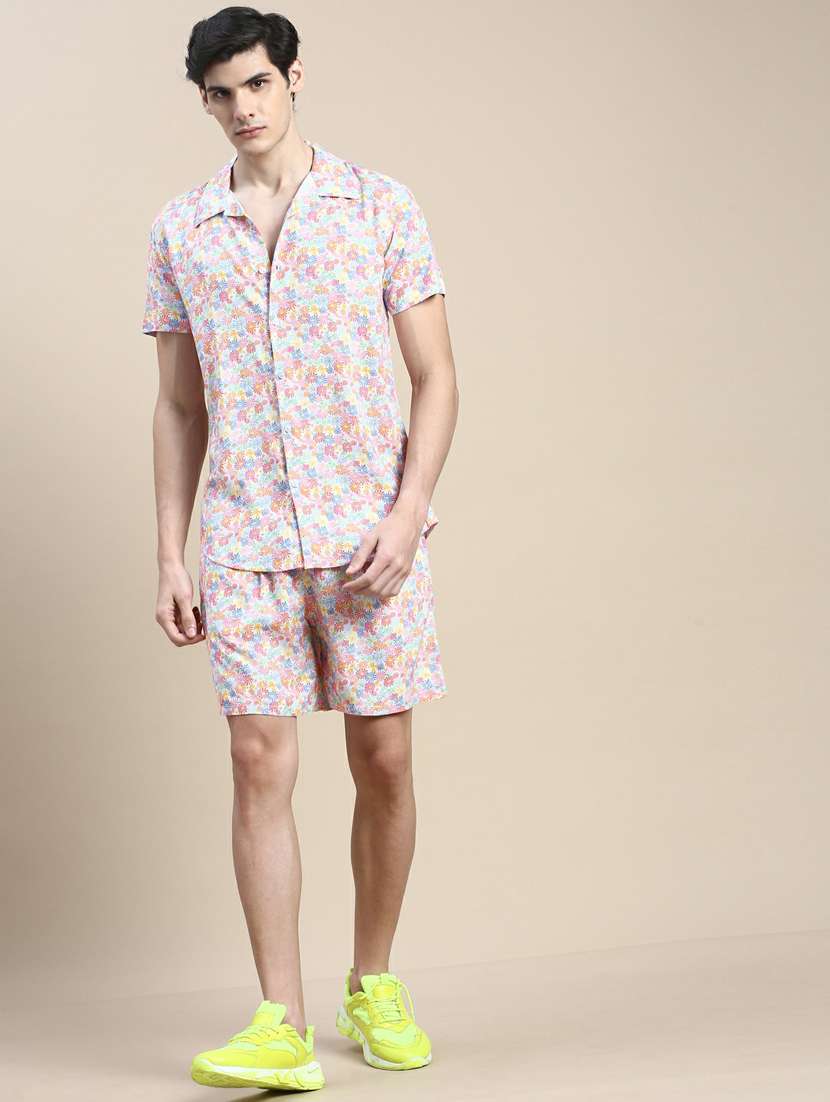 men printed shirt & shorts co-ord set - 20245472 -  Standard Image - 3