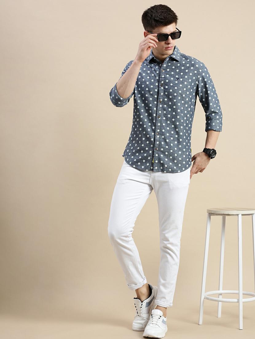 mens polka dots casual shirt - 20245563 - Standard Image - 3