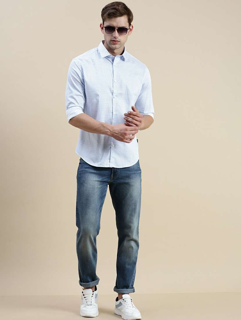 mens micro print casual shirt - 20245609 -  Standard Image - 3