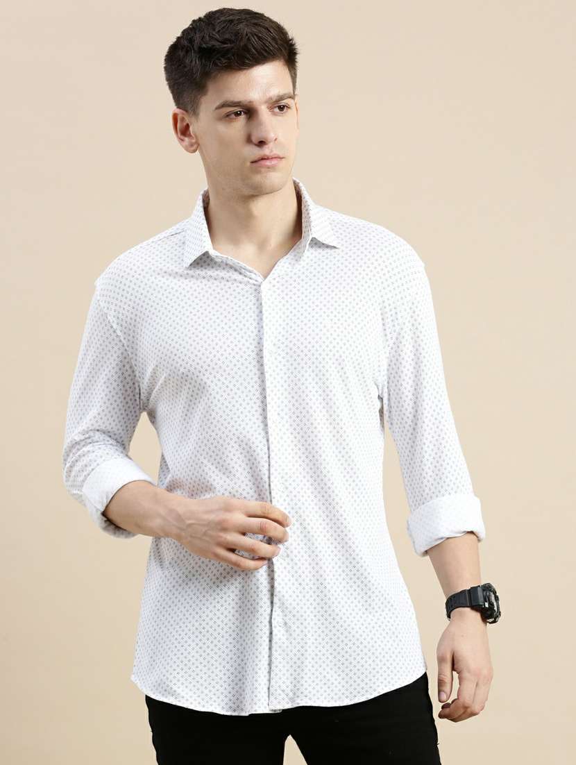mens micro print casual shirt