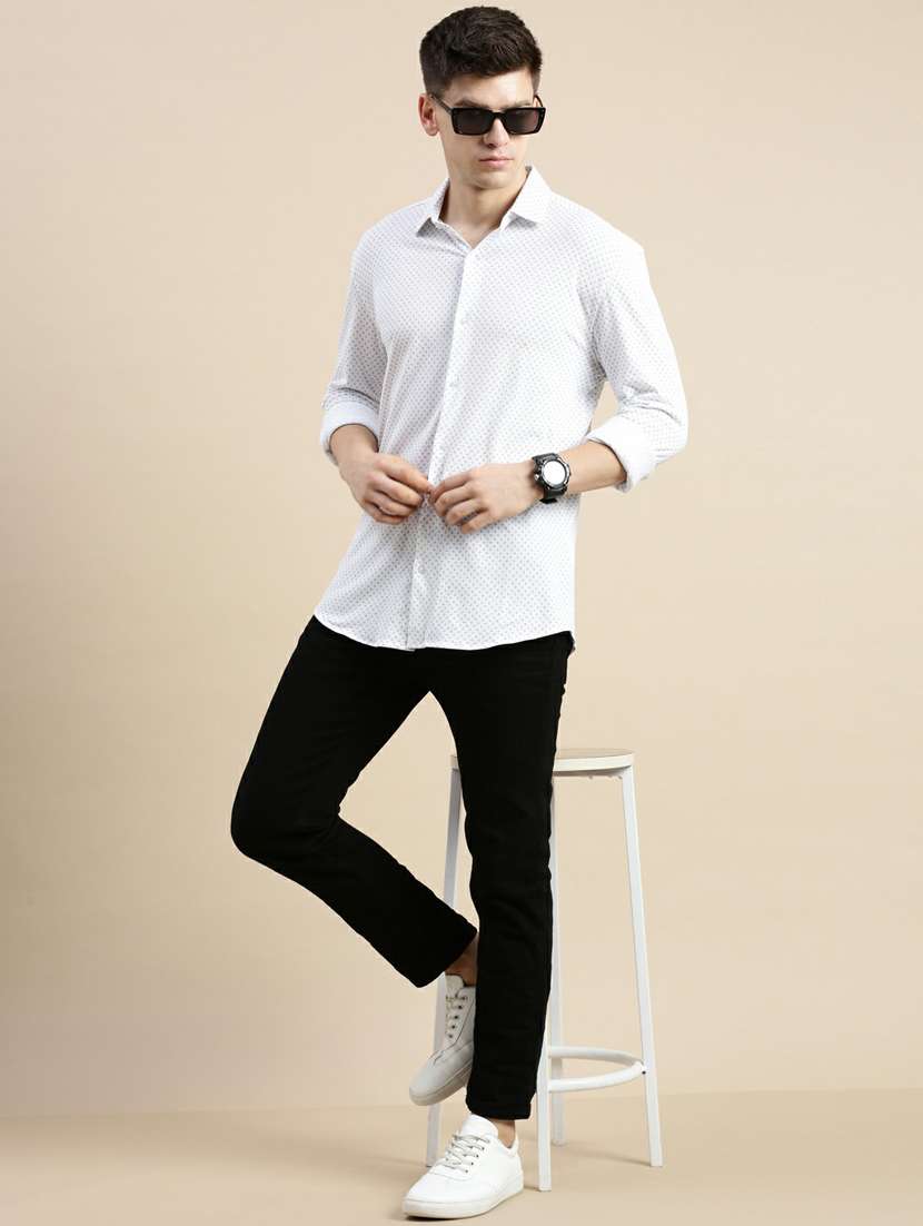 mens micro print casual shirt - 20245680 - Standard Image - 3