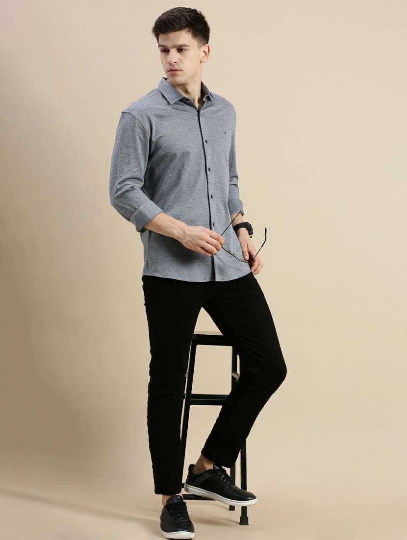 grey long sleeve casual shirt - 20245685 -  Standard Image - 3