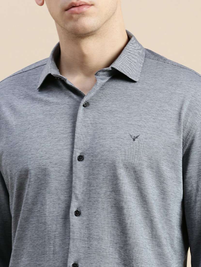 grey long sleeve casual shirt - 20245685 -  Standard Image - 5