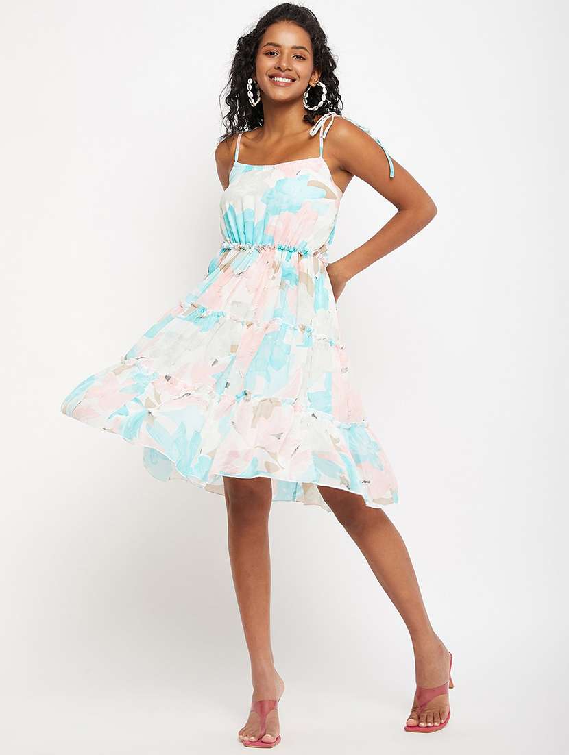 white floral tiered dress