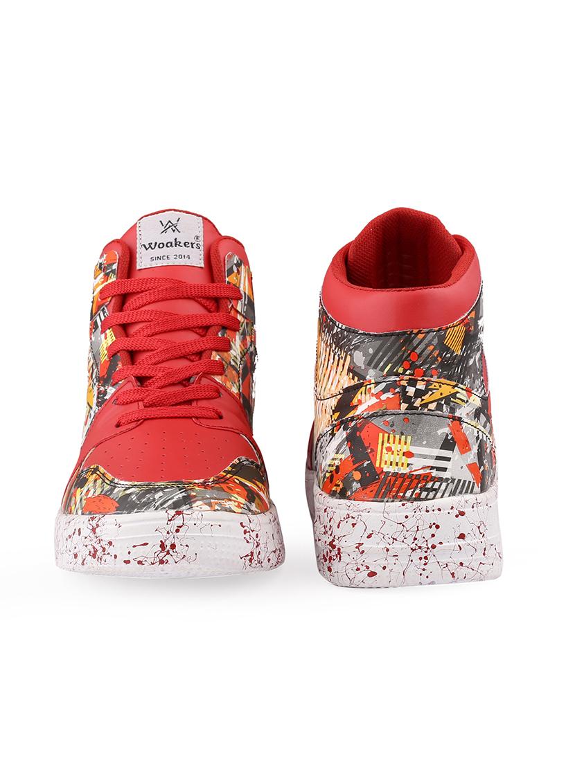 men graphic printed red lace up sneaker - 20245825 - Standard Image - 3