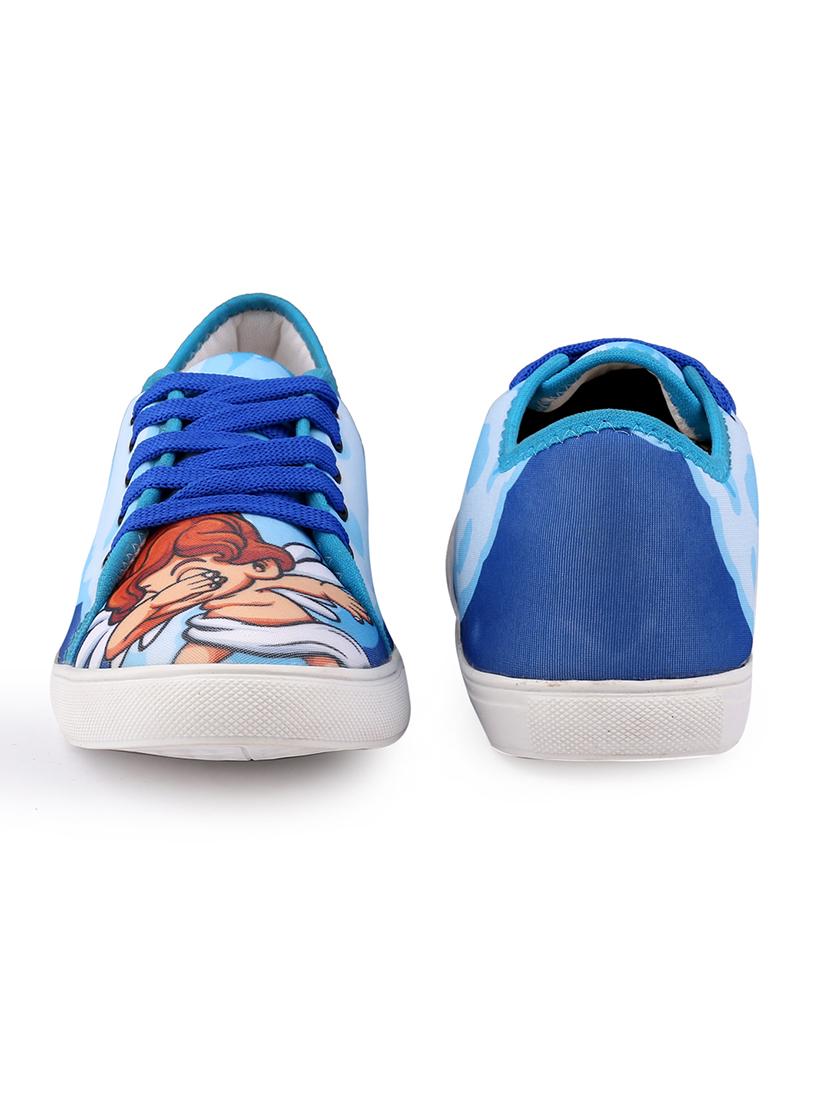 men graphic printed blue lace up sneaker - 20245826 - Standard Image - 5