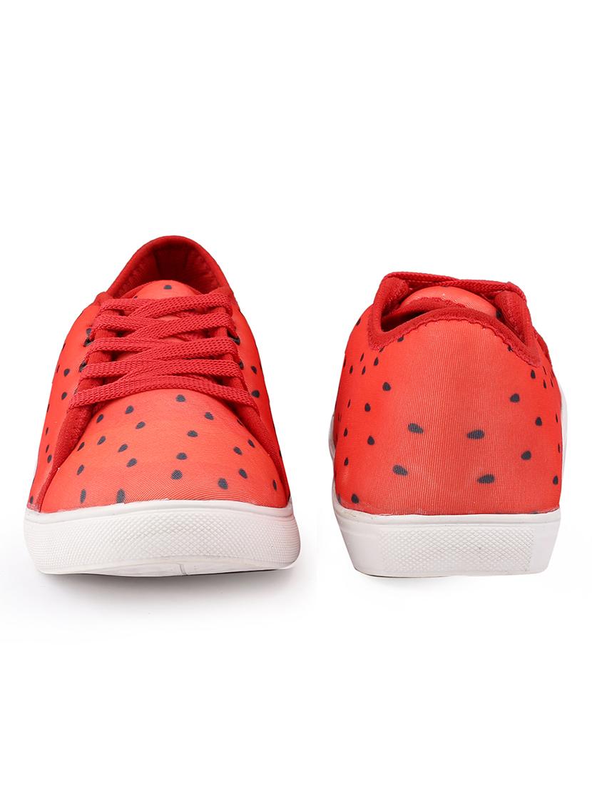 men printed red lace up sneaker - 20245827 - Standard Image - 5