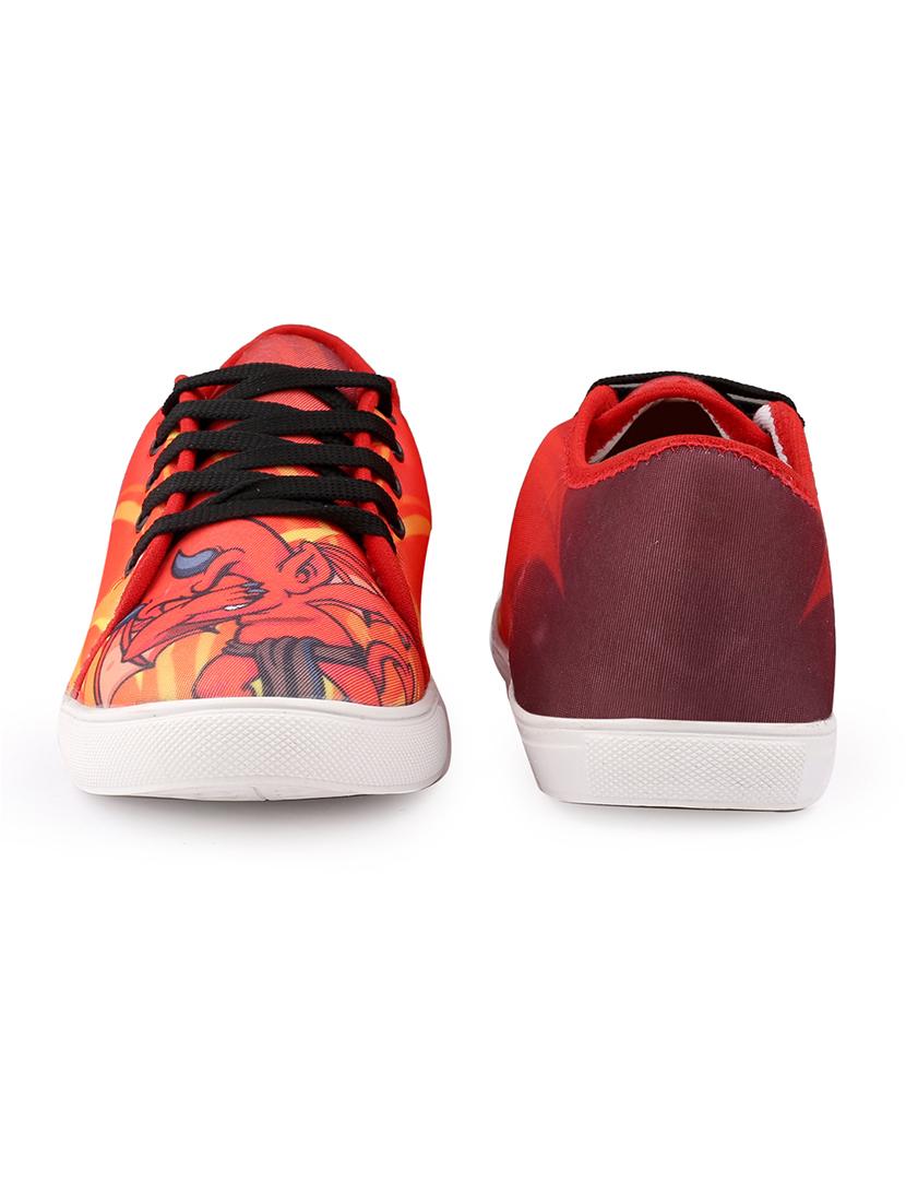 men graphic printed red lace up sneaker - 20245828 - Standard Image - 5