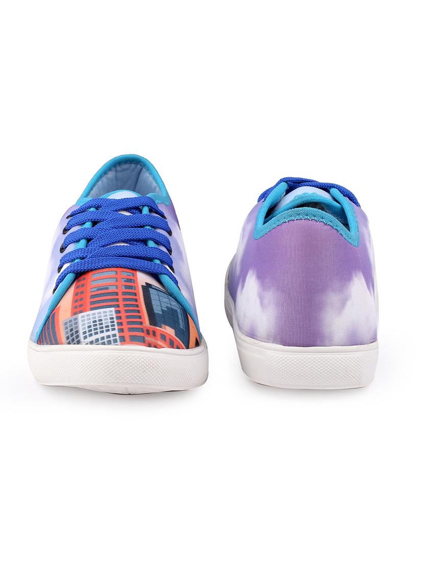 men graphic printed blue lace up sneaker - 20245830 - Standard Image - 3