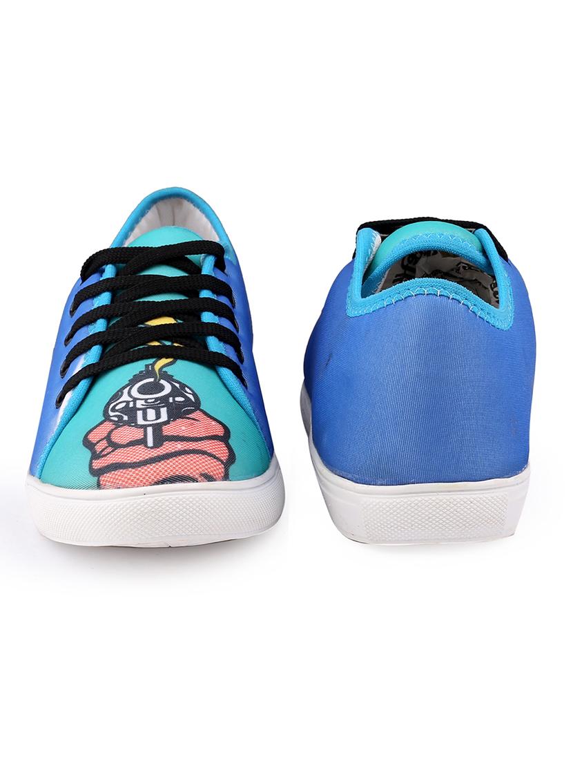 men graphic printed blue lace up sneaker - 20245831 - Standard Image - 3
