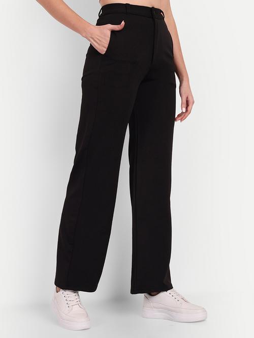 black solids high rise flat front trousers - 20245859 - Standard Image - 0