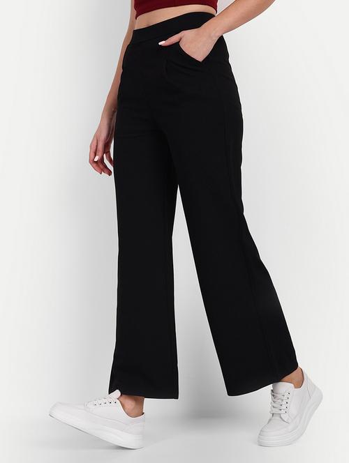 black solids high rise wide leg trousers - 20245872 - Standard Image - 0