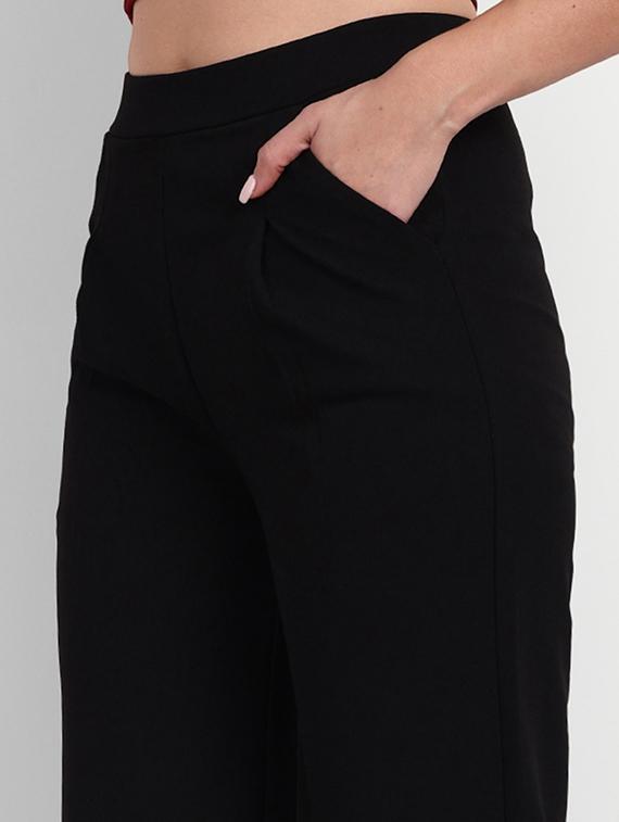 black solids high rise wide leg trousers - 20245872 - Standard Image - 3