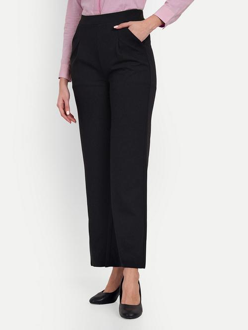 black solids high rise pleated trousers - 20245918 - Standard Image - 0