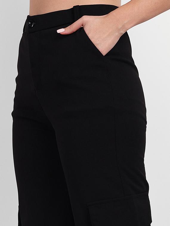 black solids high rise cargos trousers - 20245941 - Standard Image - 3