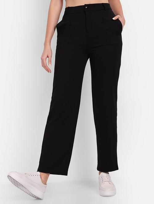 black solids high rise pleated trousers - 20246129 - Standard Image - 0