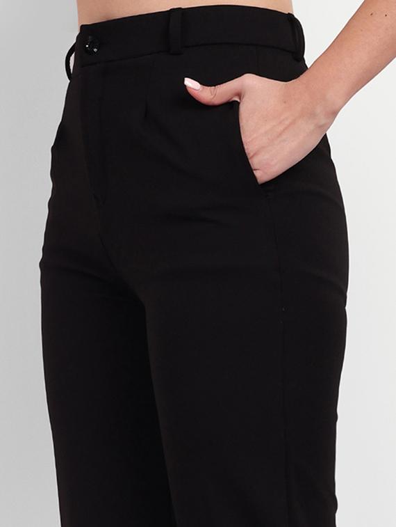 black solids high rise pleated trousers - 20246129 - Standard Image - 3
