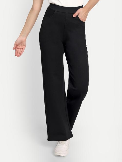 black solids flat front trousers  - 20246425 -  Standard Image - 0