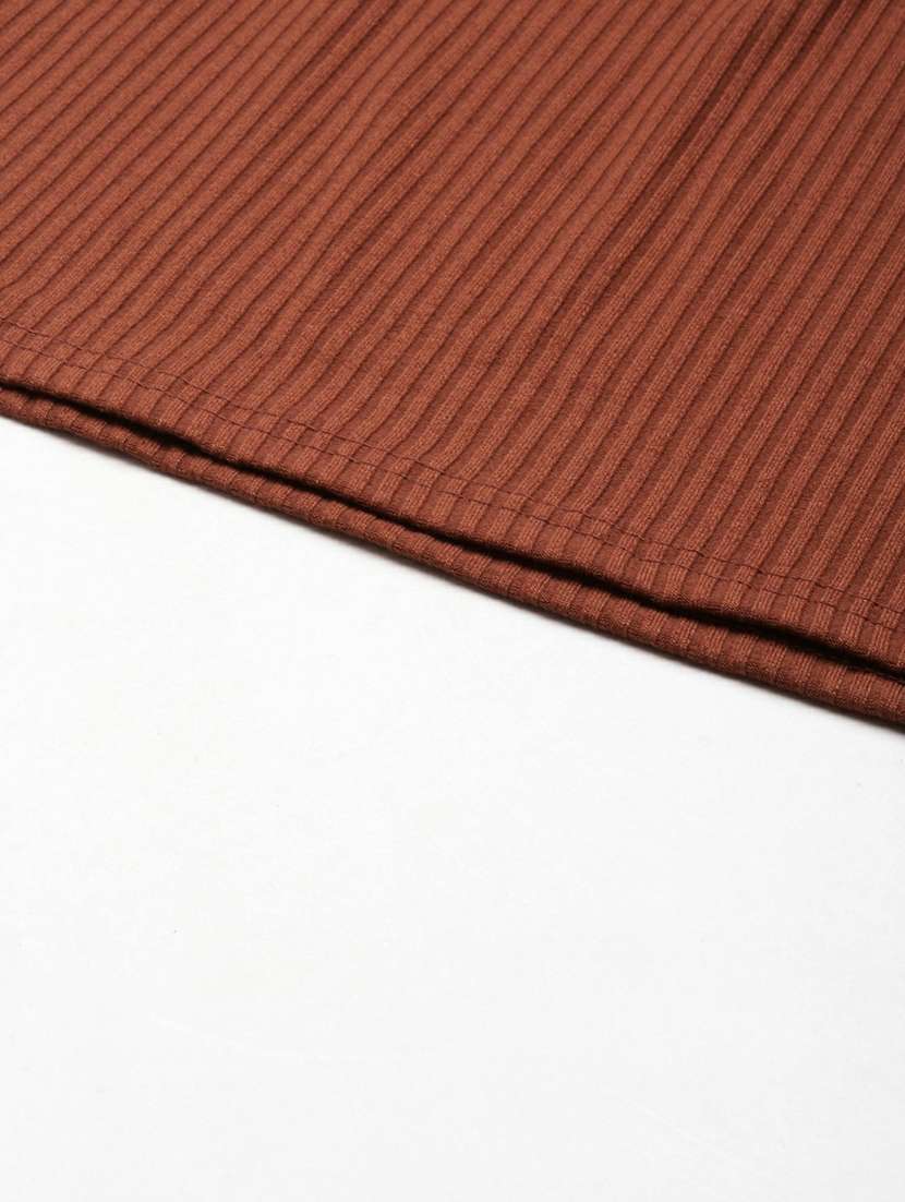 brown solid top and skirt co-ord set - 20249123 -  Standard Image - 8