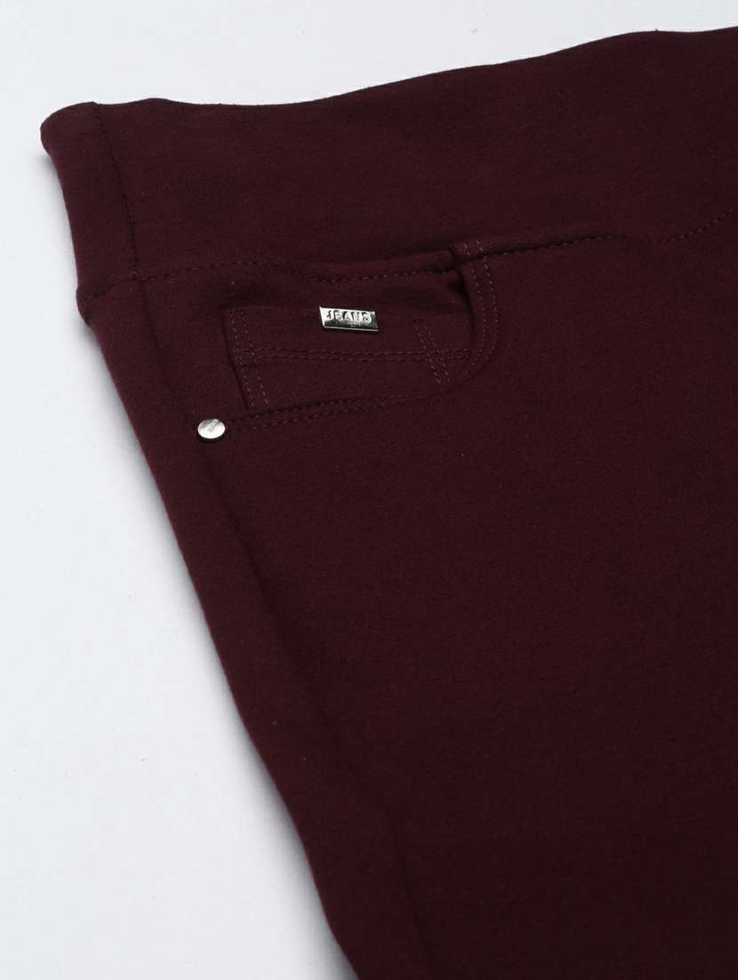 brown solid ankle length jegging - 20249126 -  Standard Image - 5