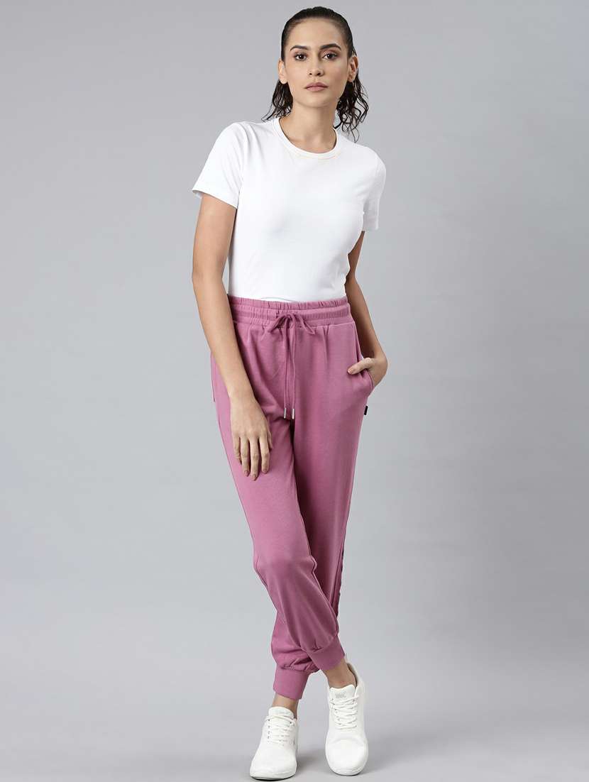 purple solid high rise relaxed fit jogger - 20249392 -  Standard Image - 3