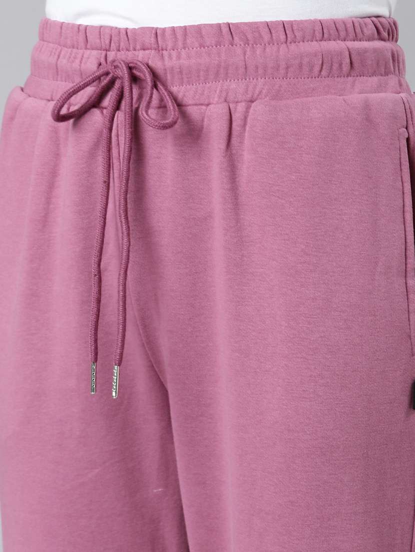 purple solid high rise relaxed fit jogger - 20249392 -  Standard Image - 5