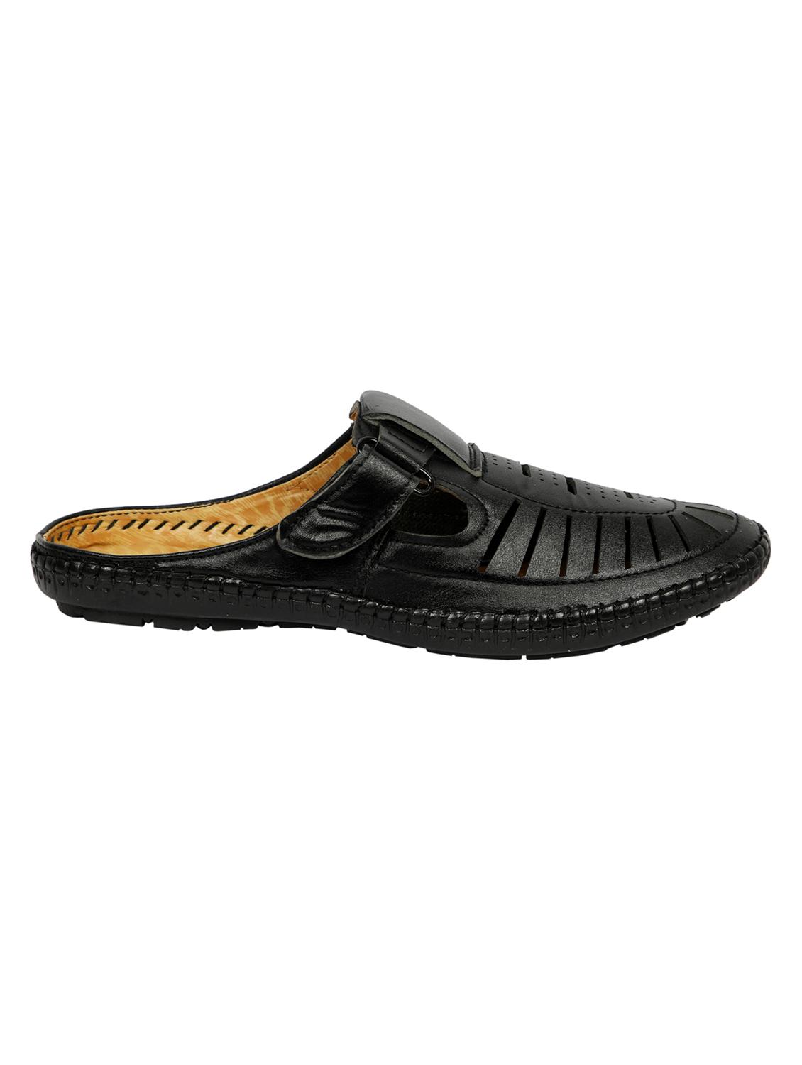 men black slip on casual sandal - 20249402 - Standard Image - 3