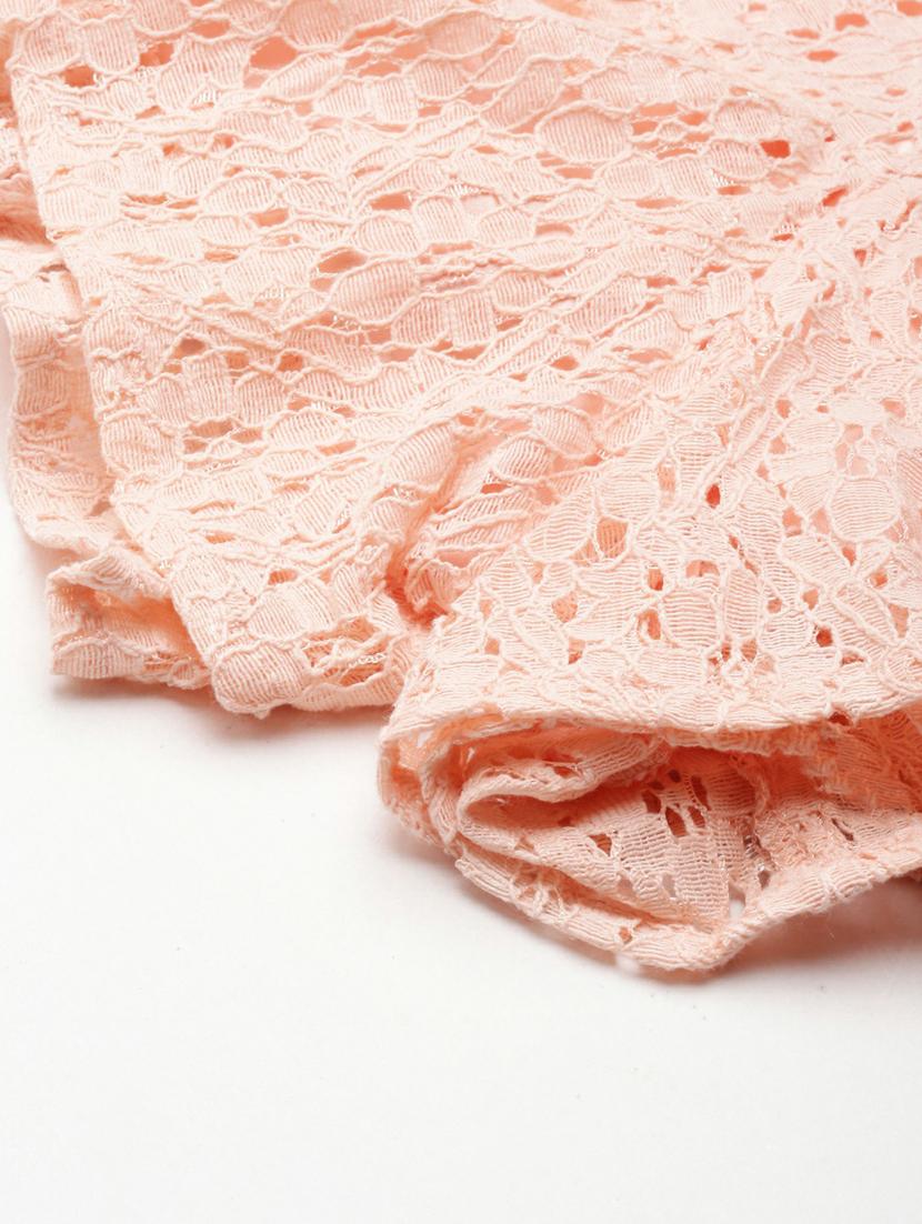 peach schiffli work skater skirt - 20249443 - Standard Image - 5