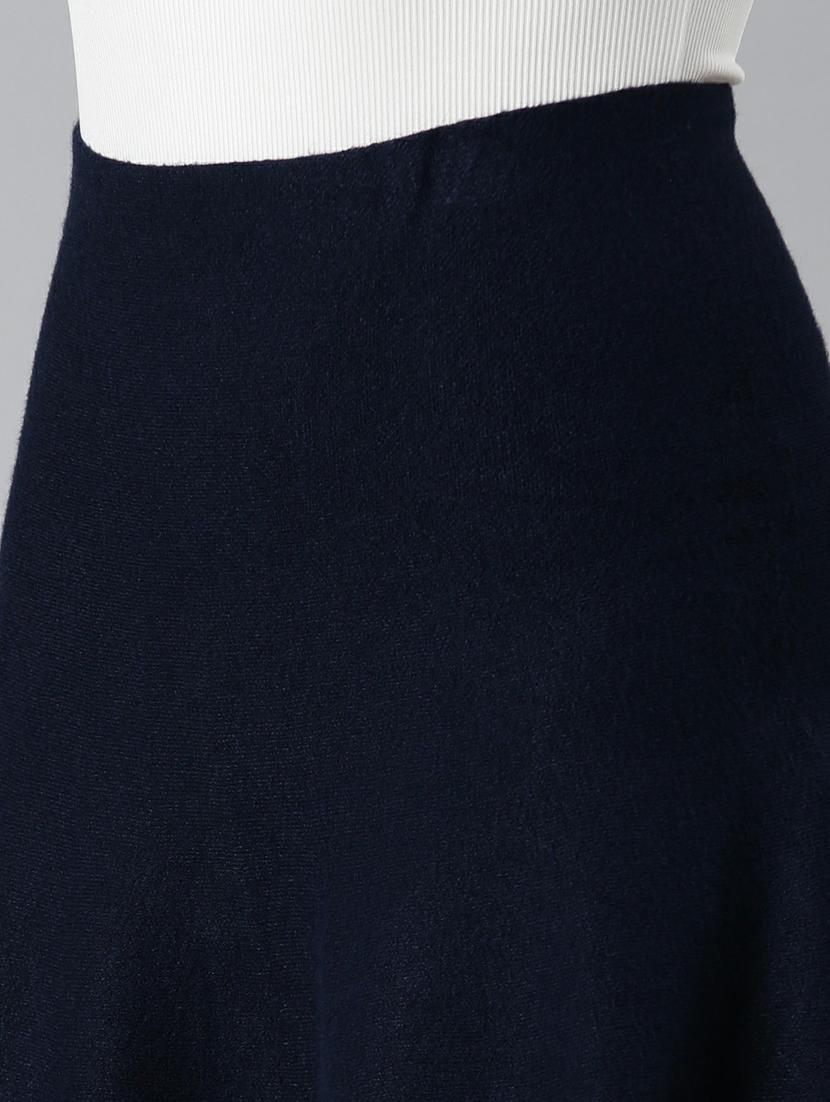 navy blue solid high rise skater skirt - 20249448 - Standard Image - 5