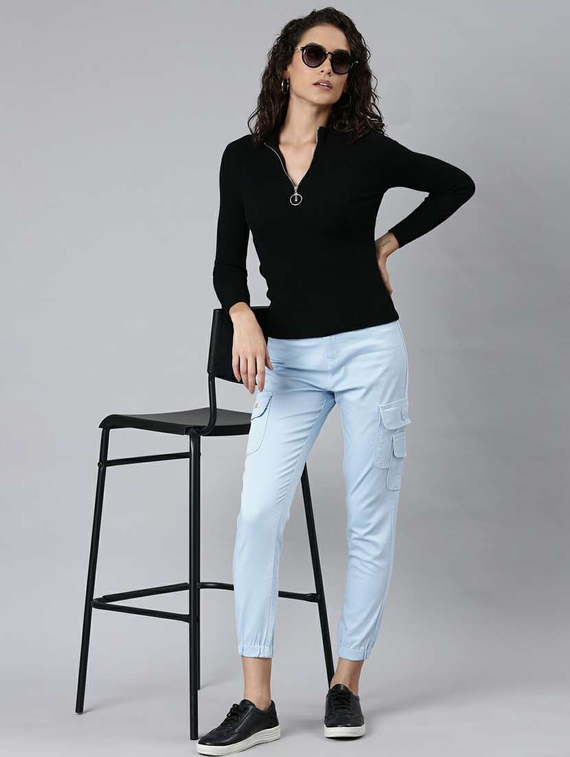 black solid mock neck regular fit  top - 20249461 -  Standard Image - 3