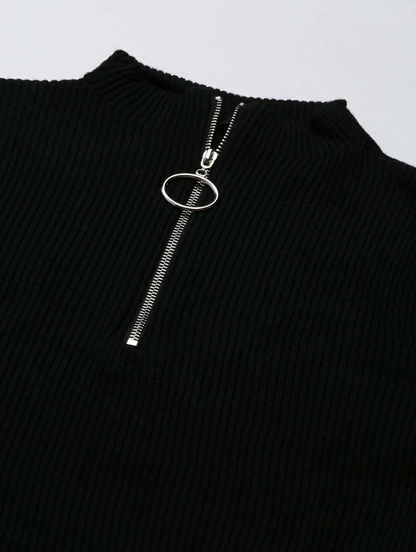 black solid mock neck regular fit  top - 20249461 -  Standard Image - 5