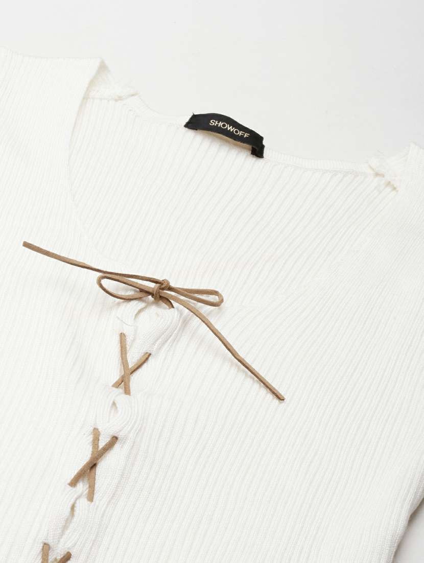 white scoop neck acrylic women's casual top - 20249462 -  Standard Image - 5