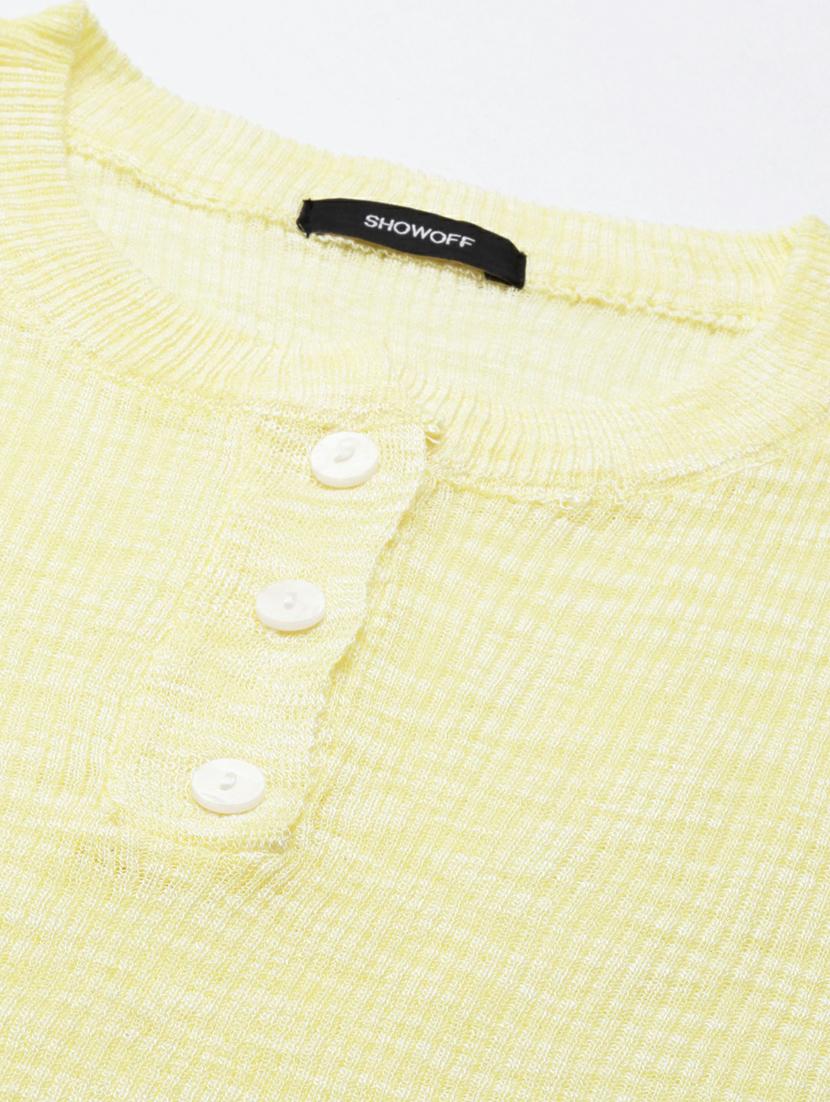 women's round neck yellow acrylic crop top - 20249465 - Standard Image - 5