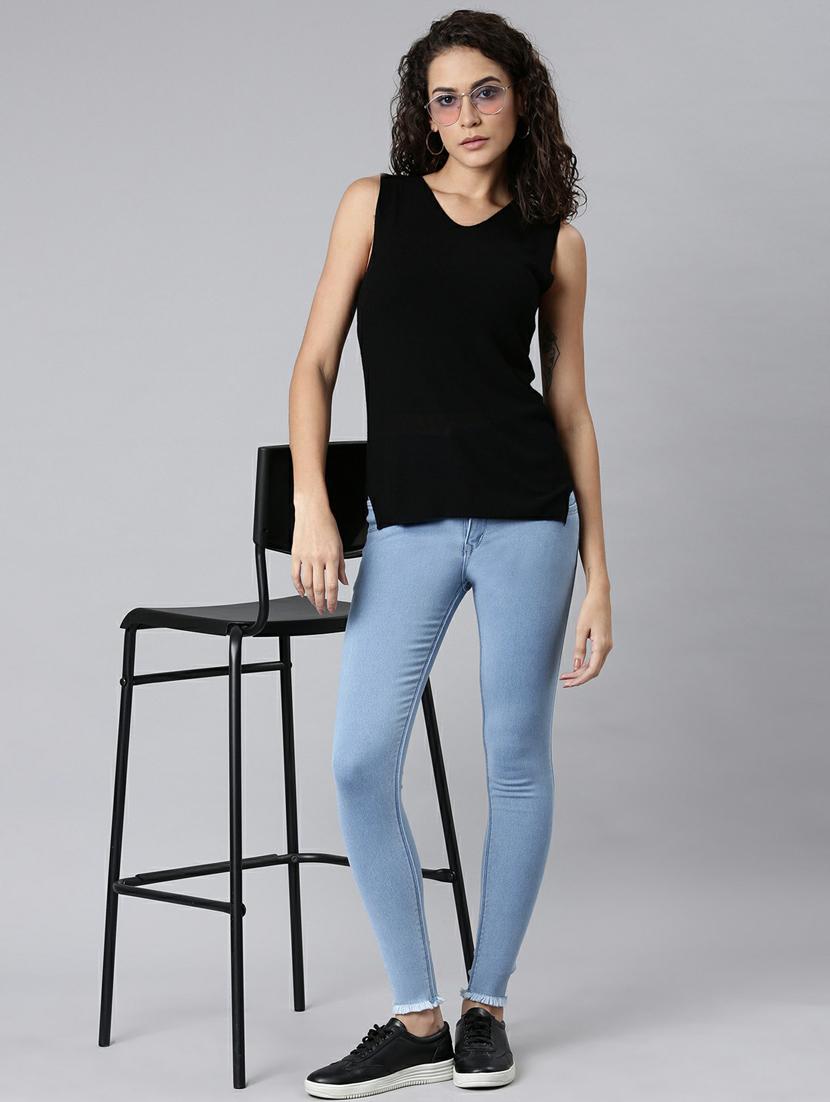 women's solid black acrylic regular top - 20249470 - Standard Image - 3