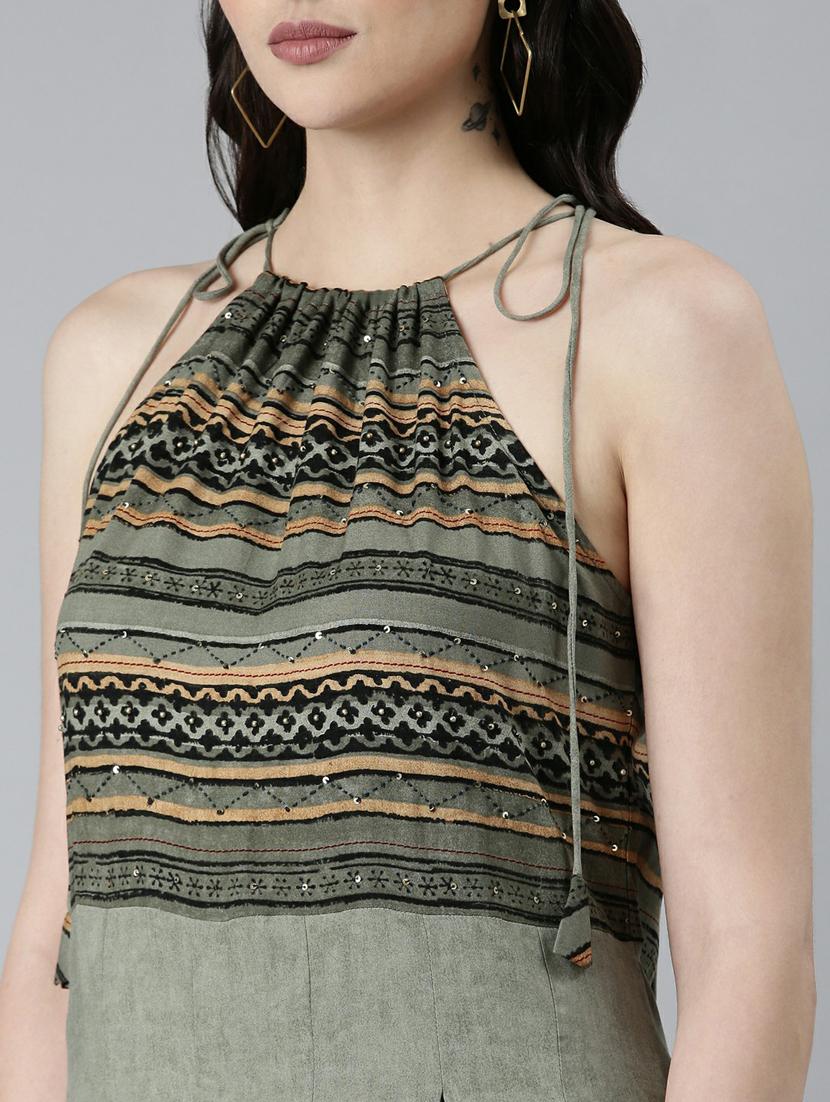 olive block print maxi dress - 20249527 - Standard Image - 5