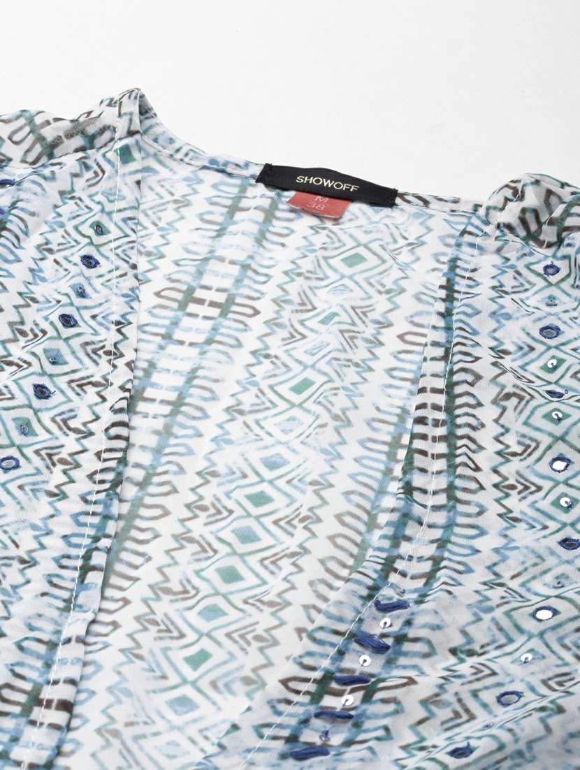 blue printed fit & flare dress - 20249546 -  Standard Image - 8