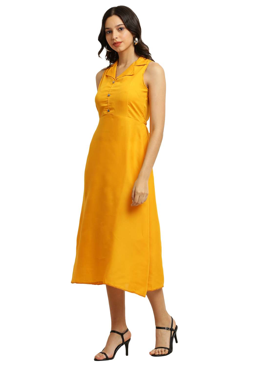 women's fit & flare solid dress - 20249566 - Standard Image - 3