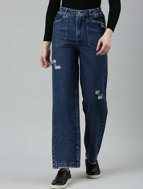 women's distress straight fit jeans - 20249610 -  Standard Image - 0