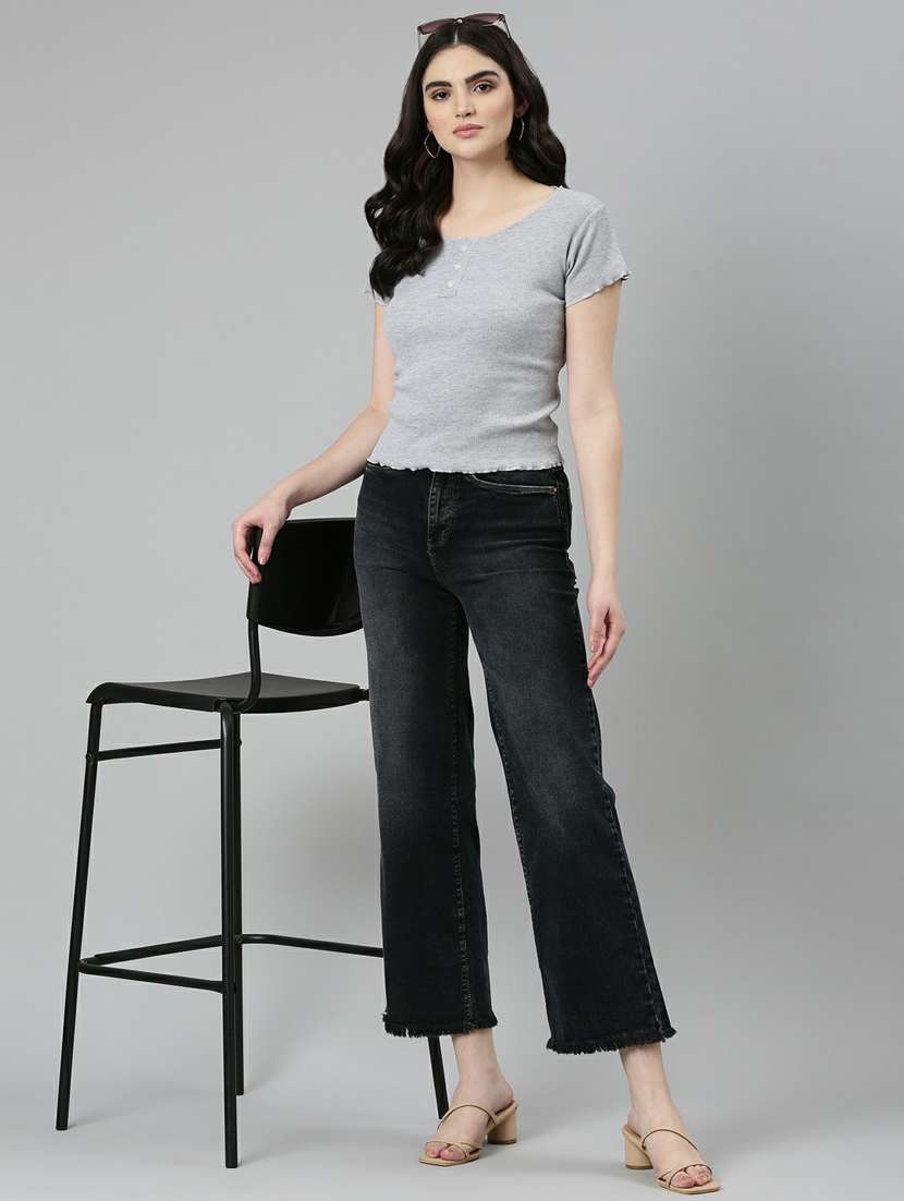 women's plain straight fit jeans - 20249618 - Standard Image - 3