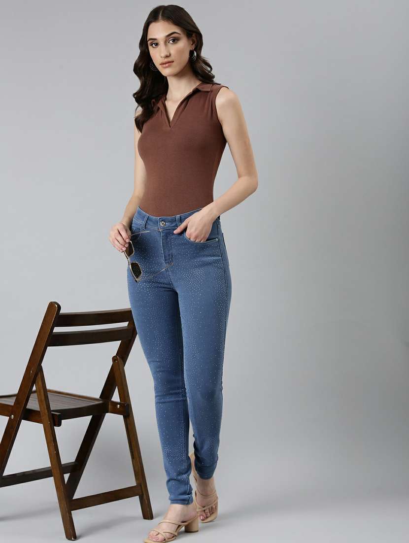 women's embellished slim fit jeans - 20249642 - Standard Image - 3