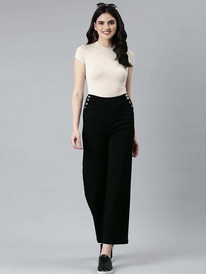 women's plain wide leg jeans - 20249664 - Standard Image - 3