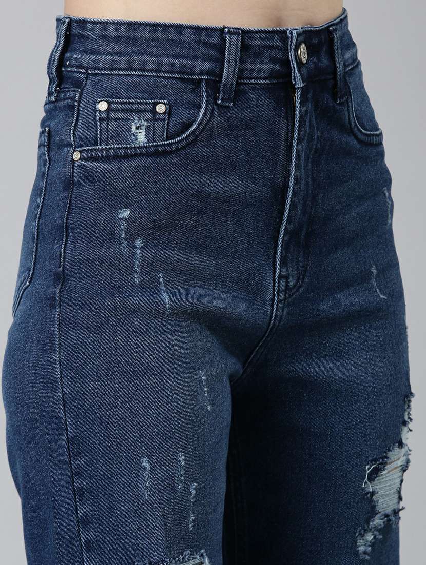 women's distress straight fit jeans - 20249673 - Standard Image - 8